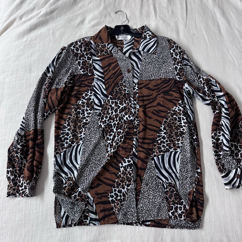 Vintage S.G. Sport Collection Leopard Print Button Down Shirt 80s